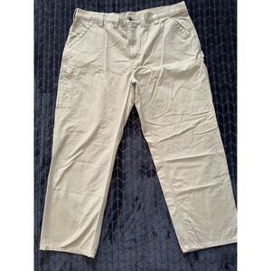 Carhartt Mens Canvas Wide Leg Dungaree Pants Beige Size 42